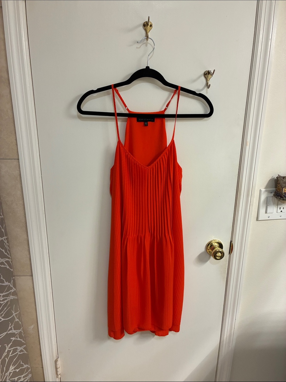 Sanctuary by Anthropologie Orange Pleated Mini Slip Dress Sz L